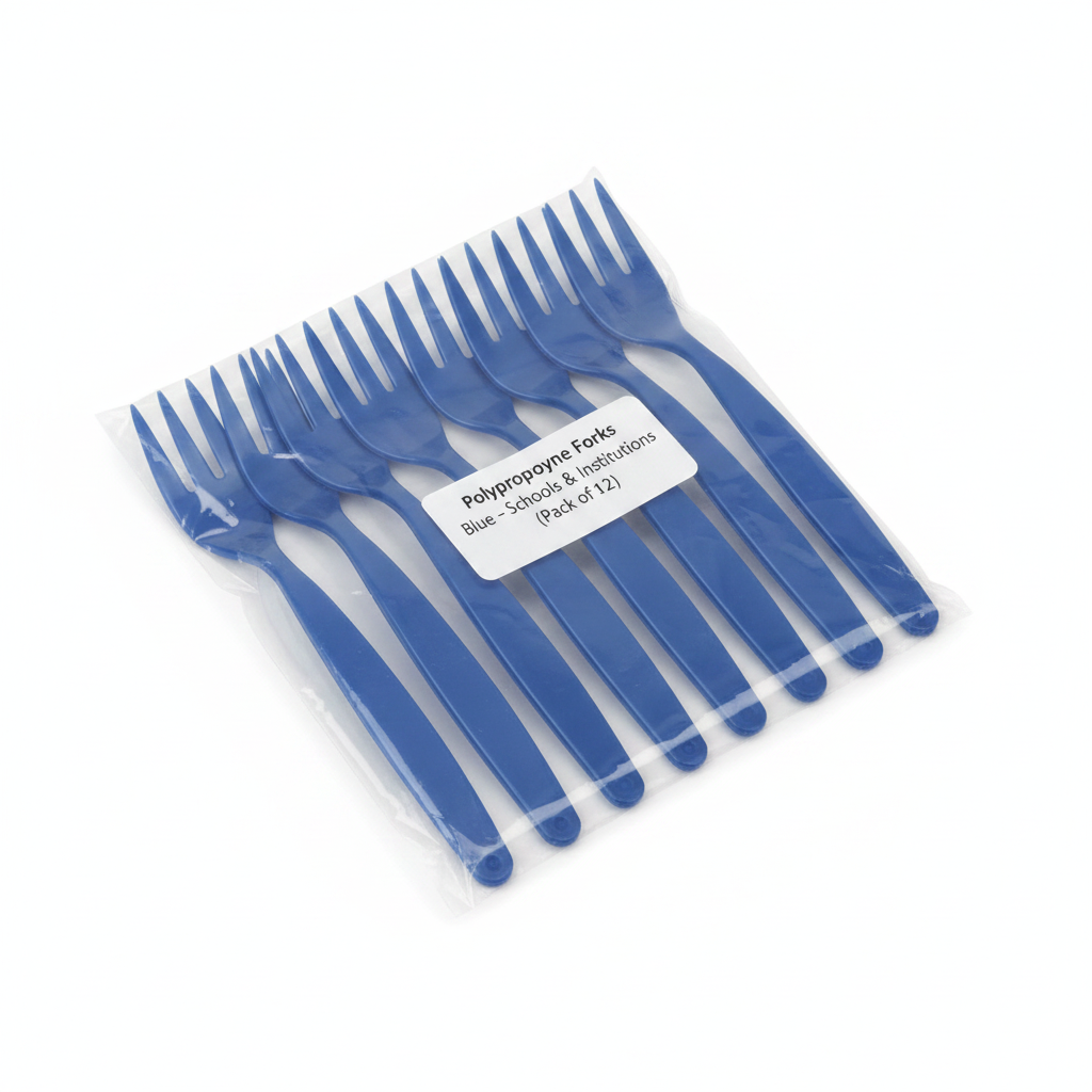 Polypropylene Forks Blue for Schools & Institutions (Pack of 12)