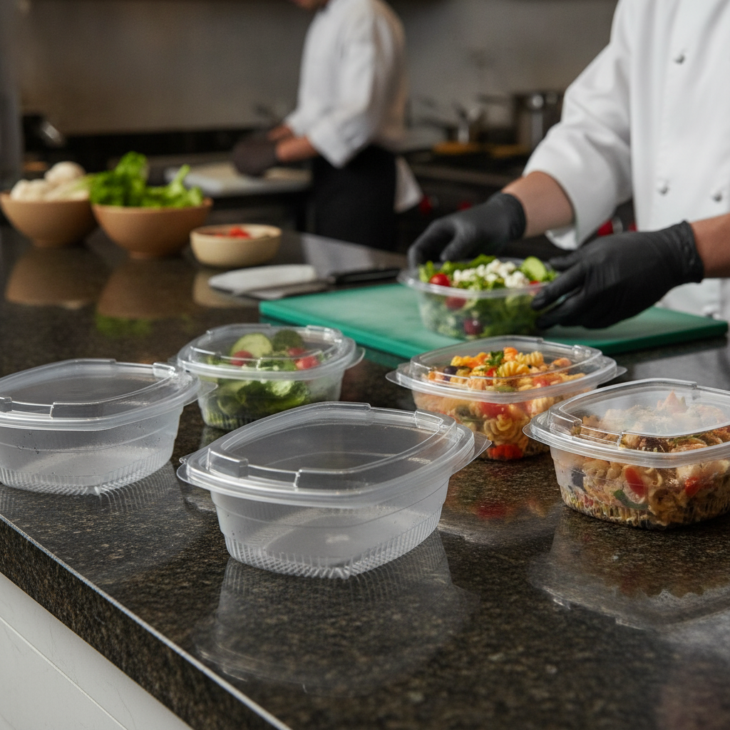 Clear rPET Deli Containers 500ml for Serving Salads & Pasta (Pack of 500)
