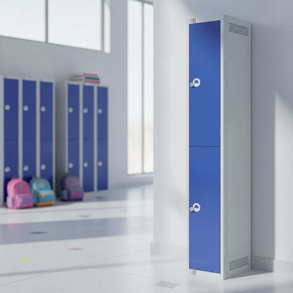 Blue Powder Coated Steel Lockers 300mm Deep for Schools & Universities
