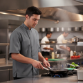 Polycotton Grey Short-Sleeved Chef Jacket 2XL for Busy Kitchens