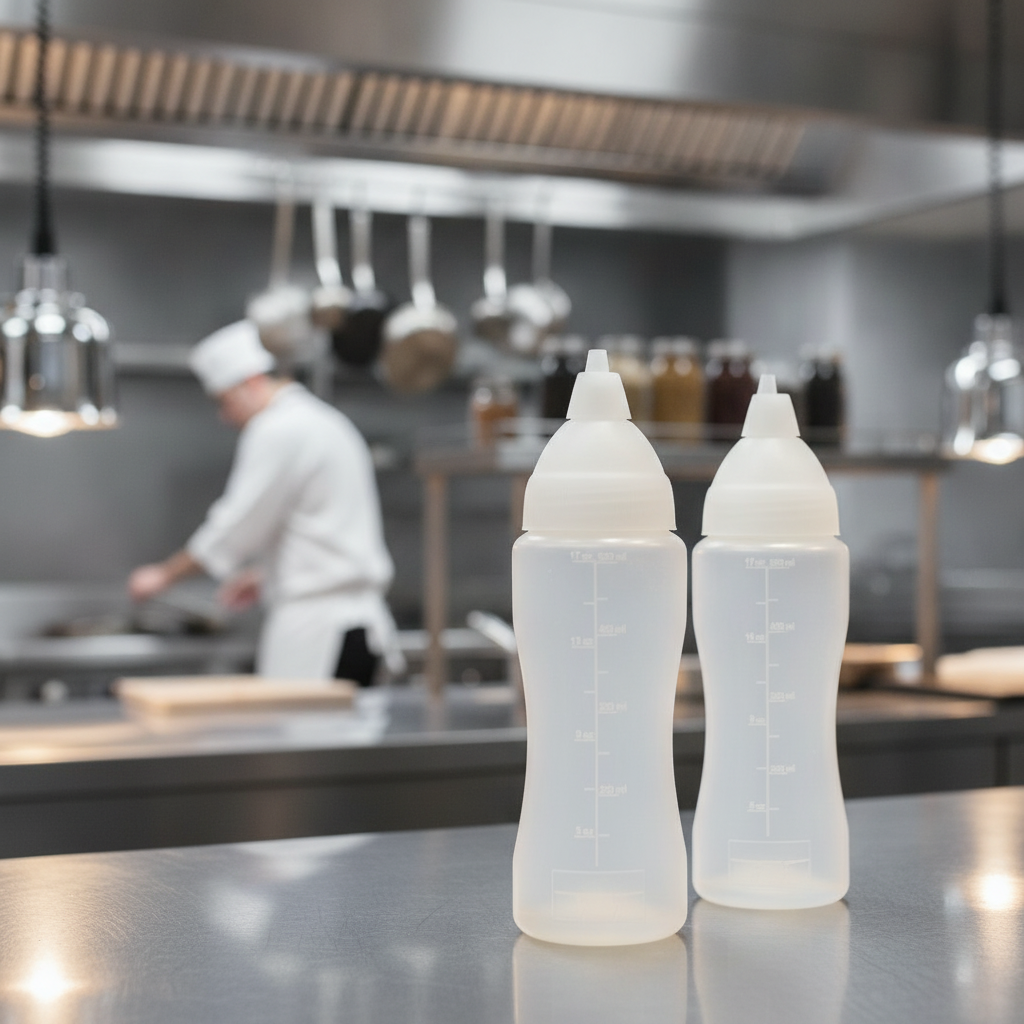 Clear Polyethylene Non-Drip Sauce Bottle 500ml for Kitchen Use