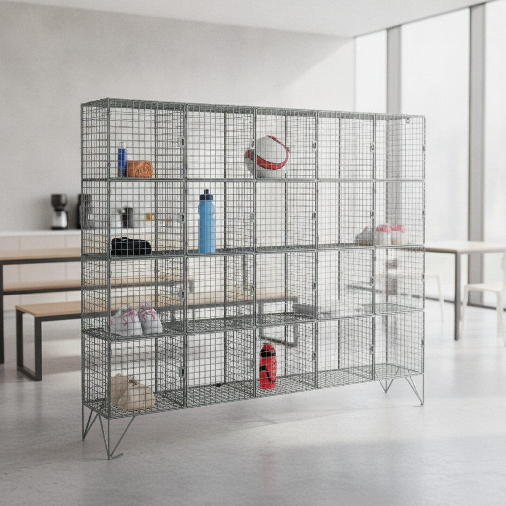 Zinc Coated Steel Twenty Compartment Mesh Locker for Staff Storage