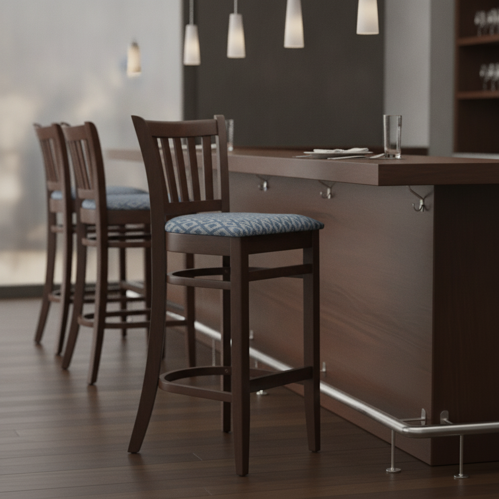 Rubber Wood Blue Bar Chair 1010x410mm for Hospitality Settings