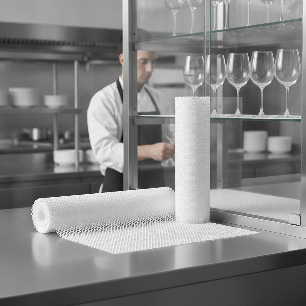 Plastic Shelf Liner 610mm x 10000mm for Hygienic Glass Storage