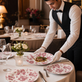 Cranberry Toile Print Porcelain Plates 305mm for Stylish Dining (Pack of 6)