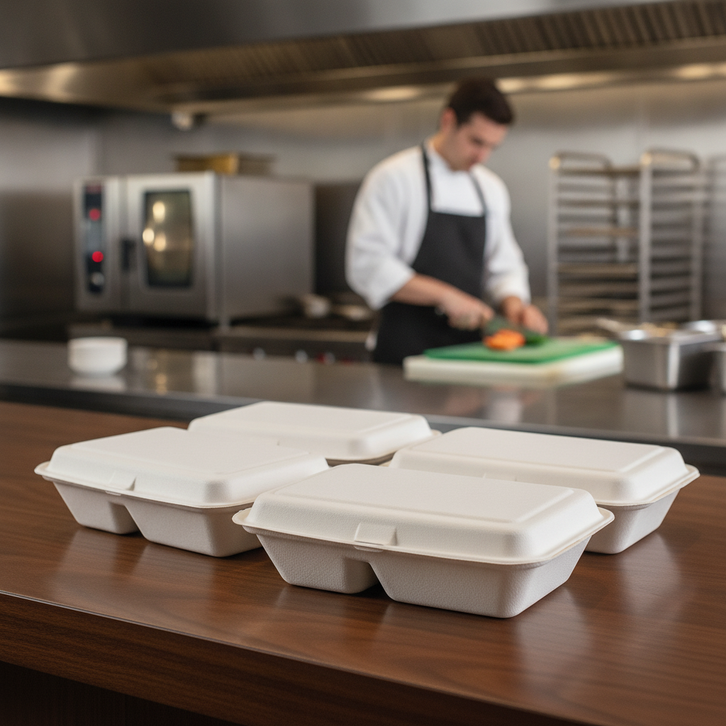 Bagasse 2-Compartment Food Containers 253mm for Food Markets (Pack of 200)