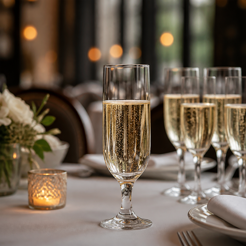 Clear Glass Champagne Flutes 200ml for Celebrations (Pack of 6)