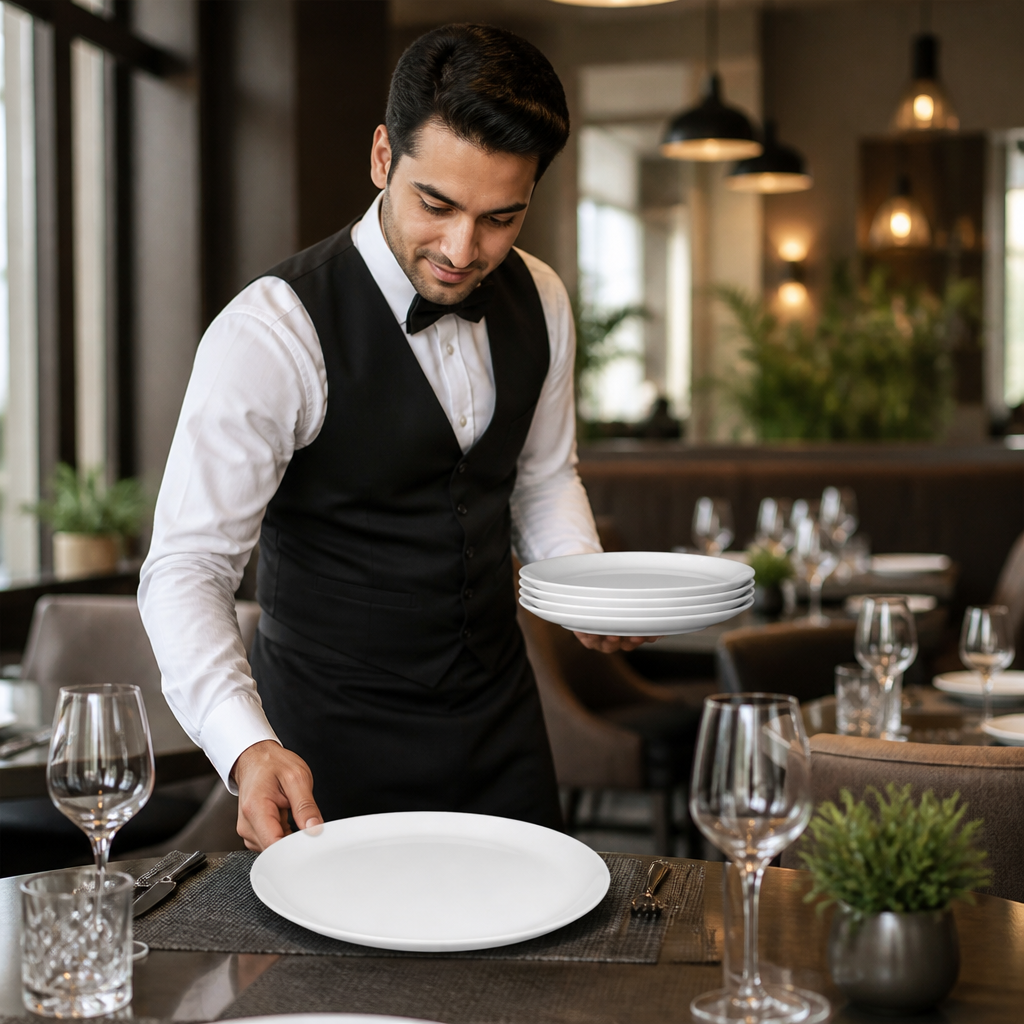 Coupe Plates 324mm Vitrified Ceramic for Dining (Pack of 6)