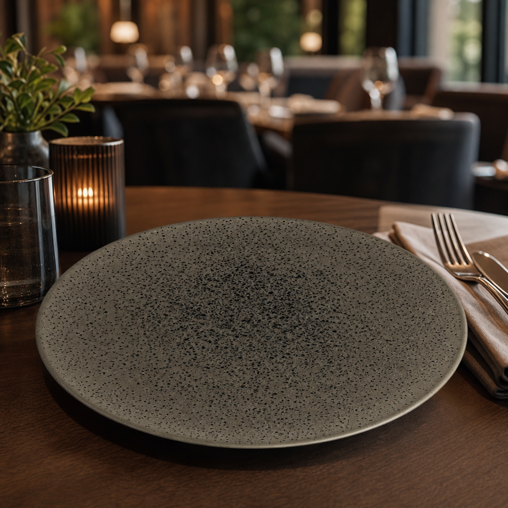 Coupe Plates Flint Grey Porcelain for Sophisticated Dining (Pack of 6)