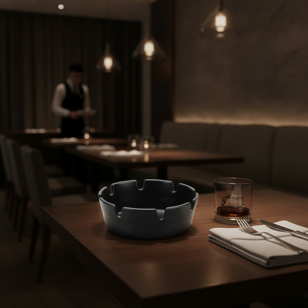 Melamine Black Ashtray 100mm for Hospitality Environments