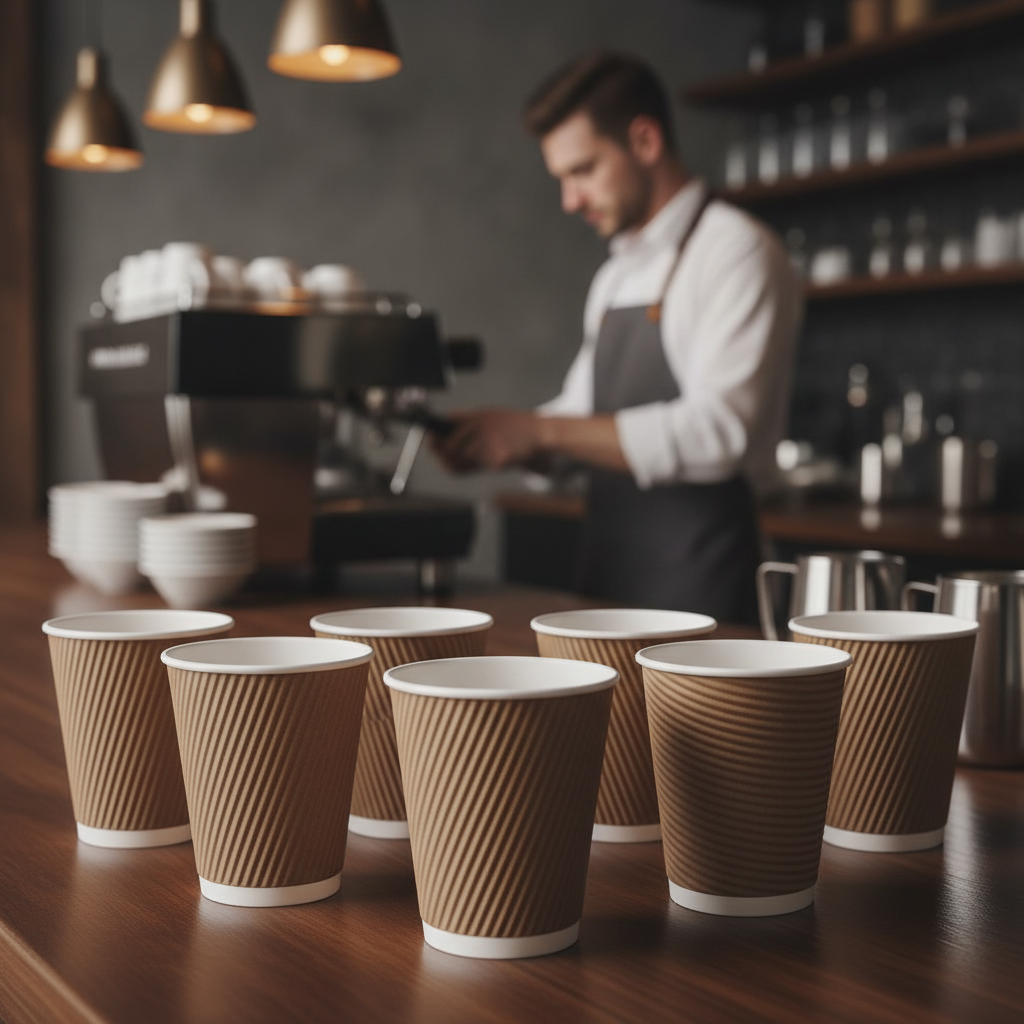 Cardboard Ripple Wall Coffee Cups 225ml for Hot Drinks (Pack of 25)
