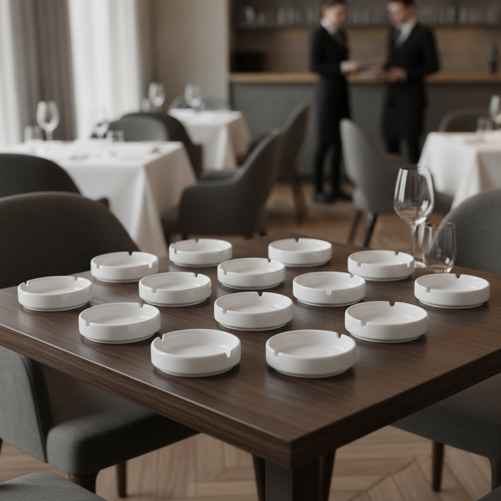 Porcelain White Stacking Ashtrays 102mm for Casual Dining (Pack of 12)