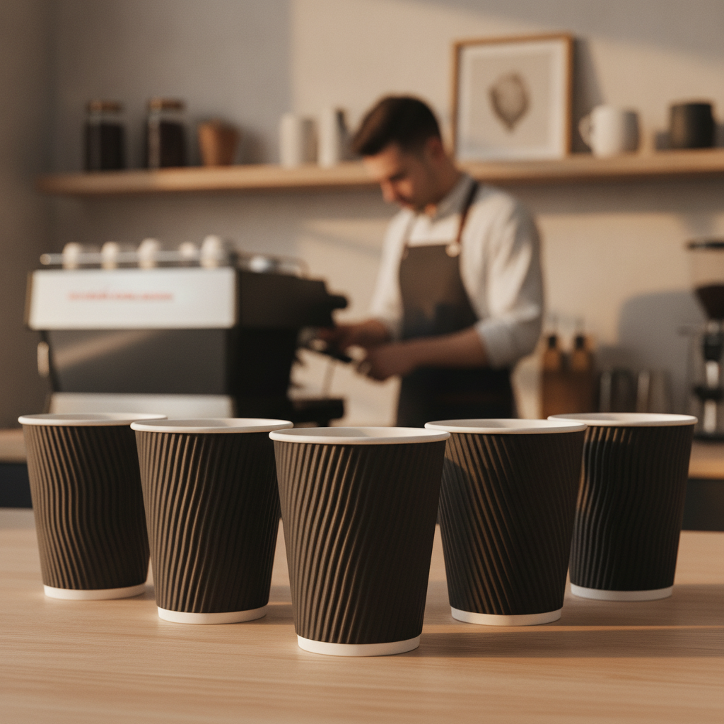 Cardboard Ripple Wall Coffee Cups 227ml for Takeaway Beverages (Pack of 500)