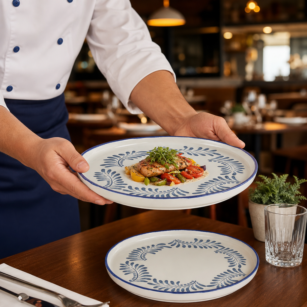 Finest Vitrified Round Walled Plates 260mm Terracotta for Dining (Pack of 6)