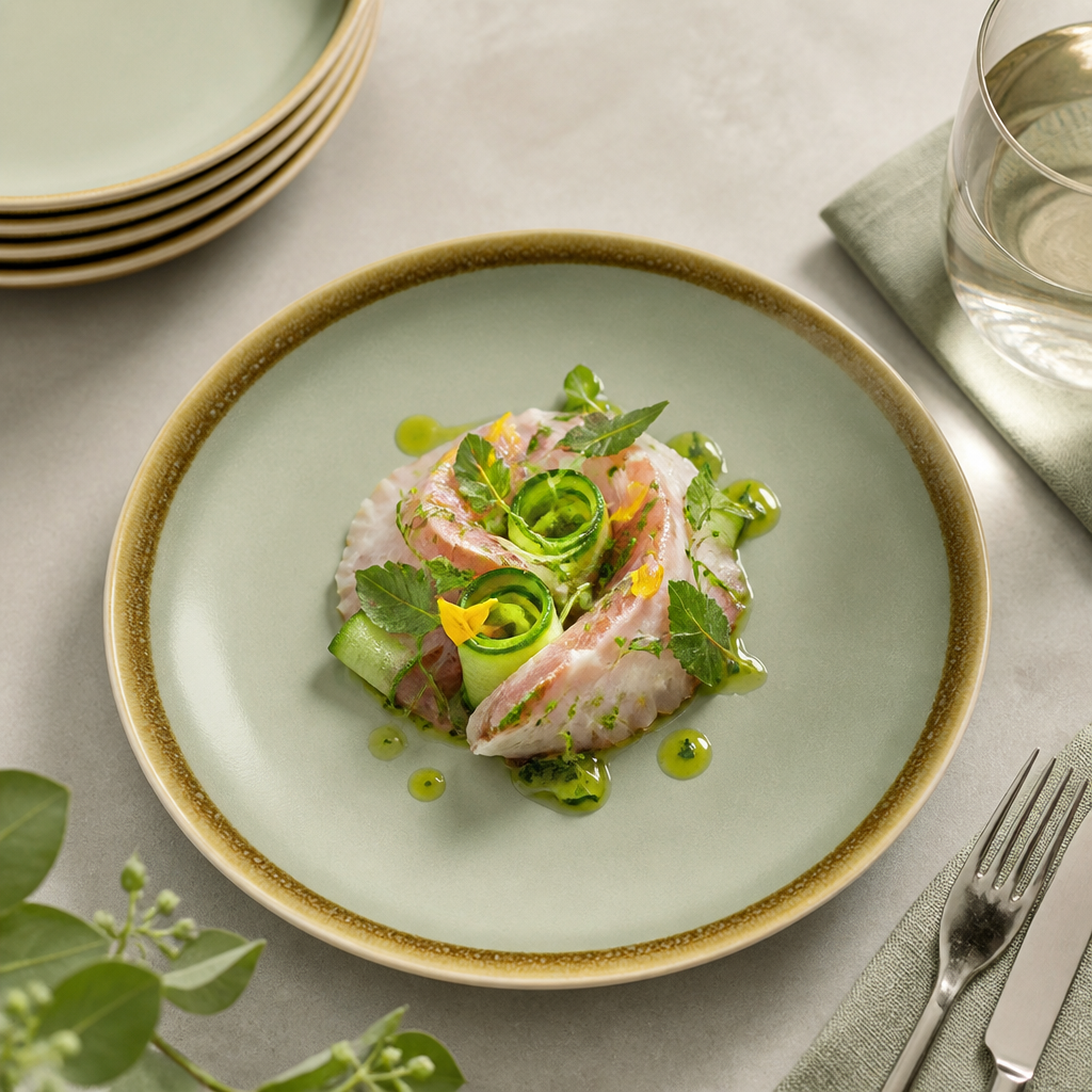 Moss Porcelain Coupe Plates 180mm for Charming Presentations