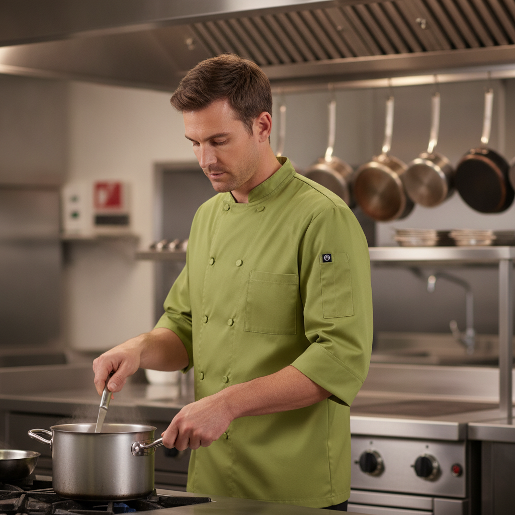 Polycotton Lime Chef Jacket for Culinary Professionals