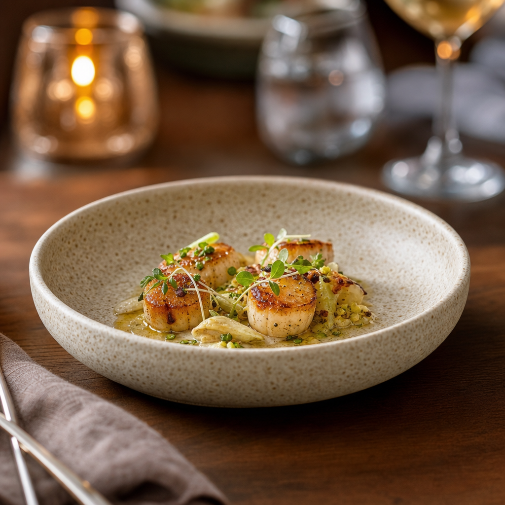 Canvas Coupe Bowls in Cream Stoneware for Creative Plating