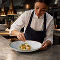 Stonecast Accents Evolve Coupe Bowl in Blue & White for Dining Experiences