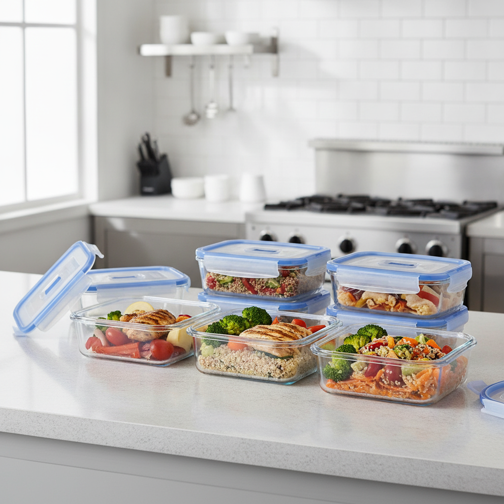 Toughened Glass Airtight Food Storage Containers 190x140mm for Meal Prep (Pack of 6)
