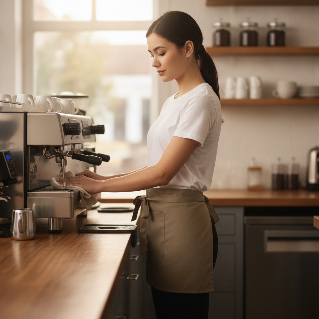 Polycotton Tan Waist Apron for Front of House Service