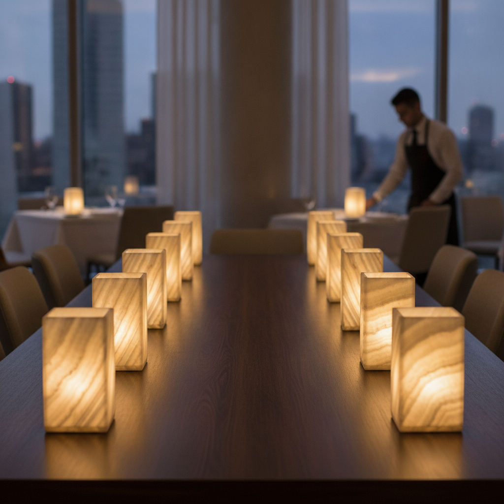Solid Alabaster Table Lamp 70x127mm for Restaurants & Events (Pack of 12)