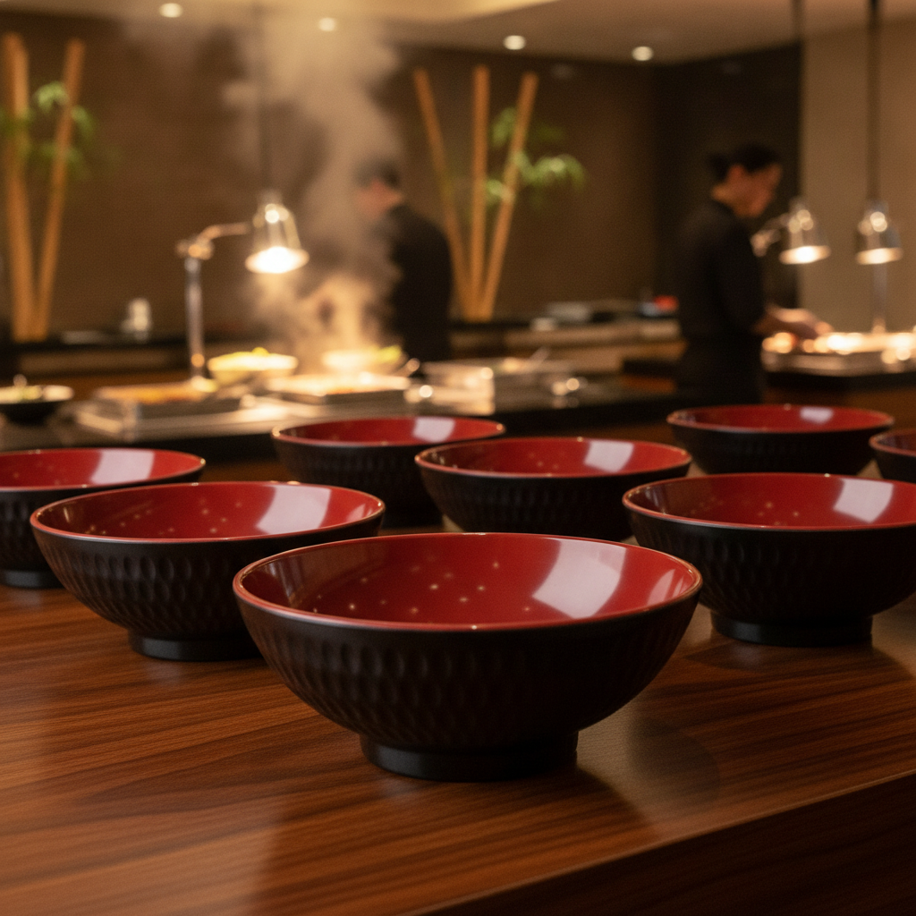 Red Melamine Bowl 130mm for Asian Buffets