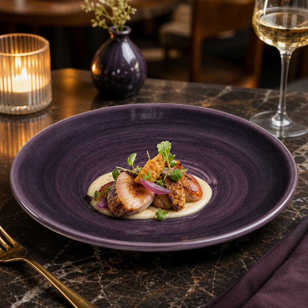 Deep Coupe Plates Purple Vitrified Ceramic for Hospitality Use (Pack of 12)