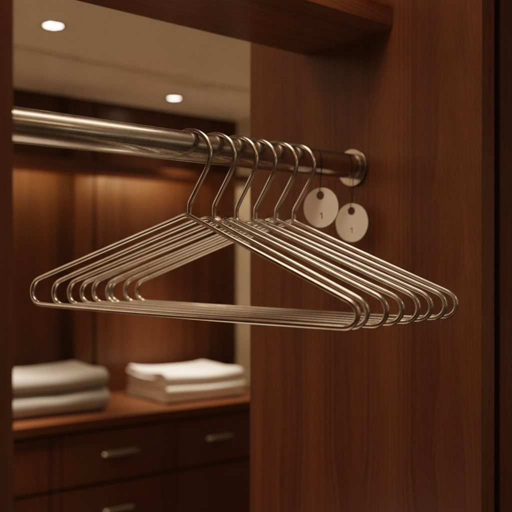 Chrome Plated Steel Hangers for Restaurants & Hotels (Pack of 50)