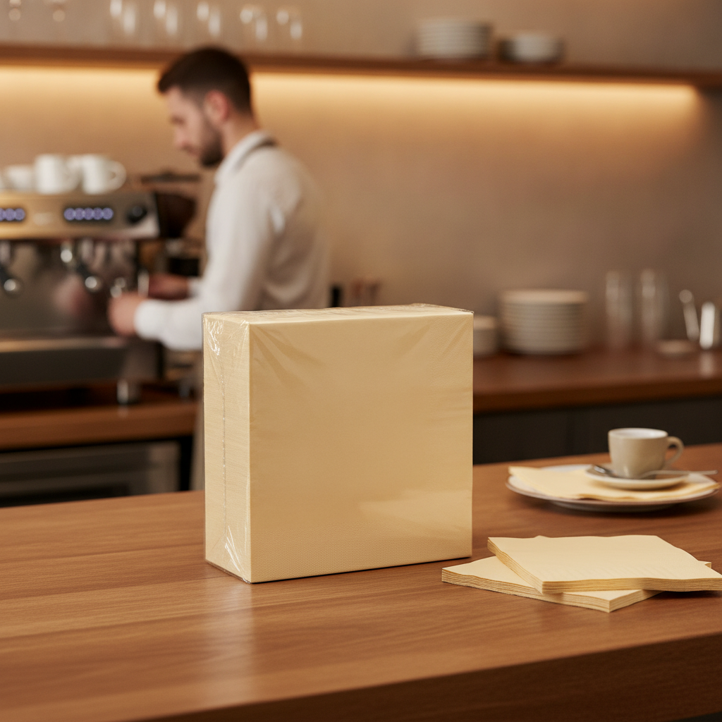 Paper Cream Dinner Napkins 40x40cm for Cafés & Restaurants (Pack of 2000)