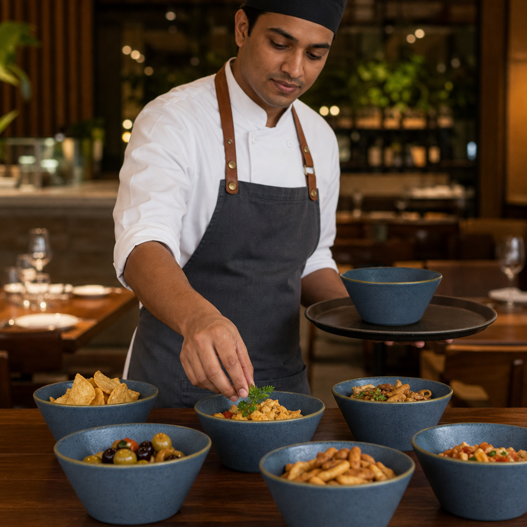 Snack Bowls 340ml Vitrified Ceramic for Hospitality (Pack of 12)