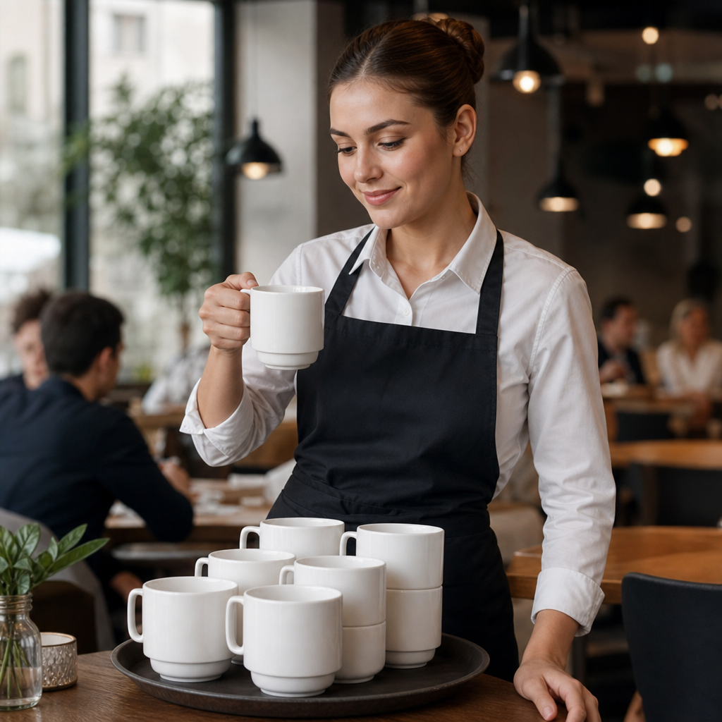 Stacking Mugs 280ml Porcelain for Cafés & Restaurants (Pack of 36)