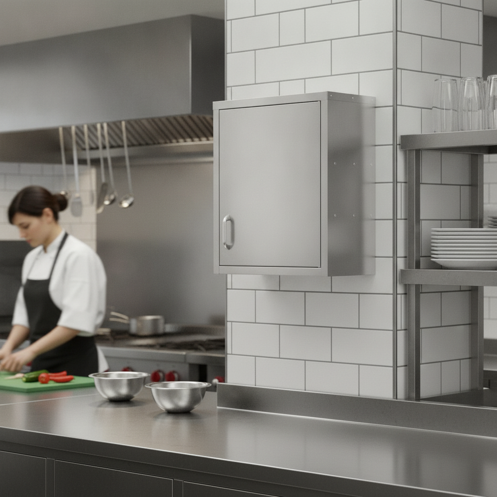Stainless Steel Hinged Wall Cupboard 600mm for Commercial Kitchens
