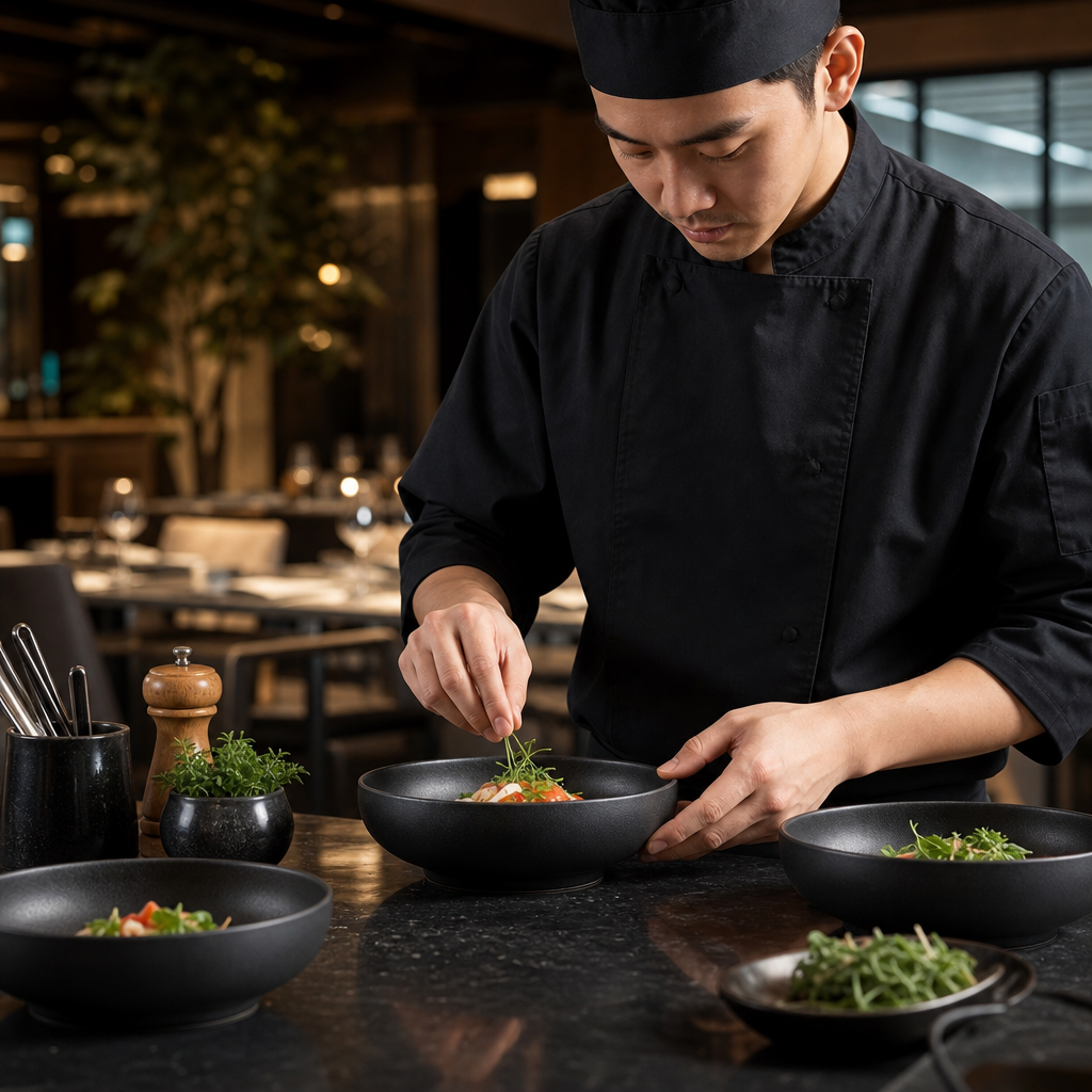 Bowls 160mm Black Stoneware for Elegant Table Settings (Pack of 6)