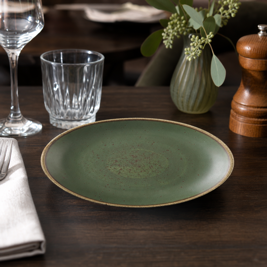 Coupe Plates 165mm Green Vitrified Ceramic for Hospitality Environments (Pack of 12)