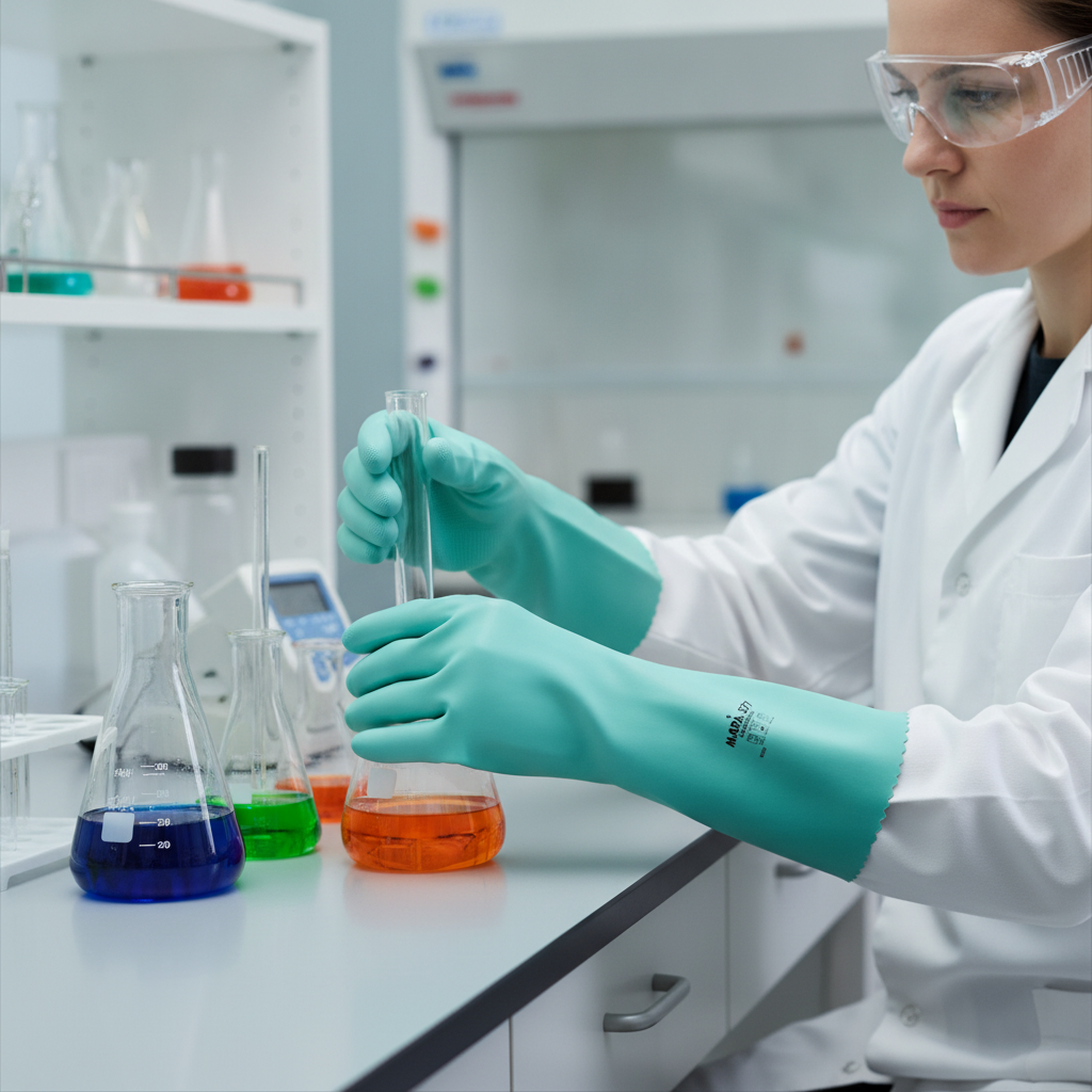 Synthetic Rubber Chemical Gauntlets for Safe Handling