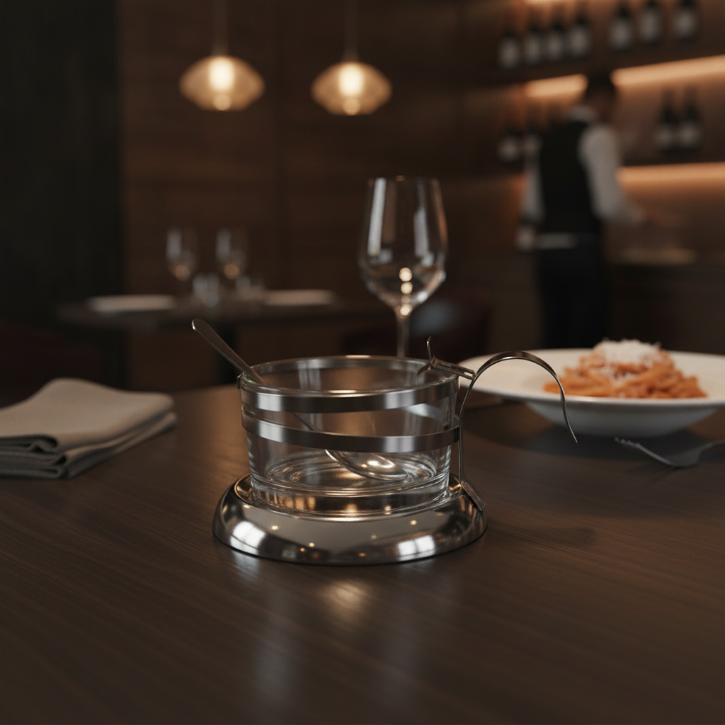 Stainless Steel Parmesan Dish with Spoon 117mm for Pasta Serving