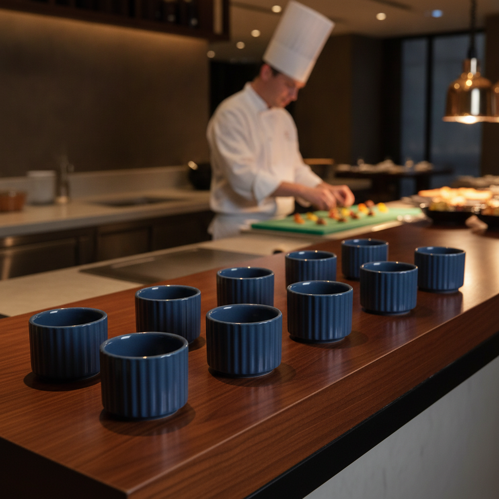 Porcelain Bowls Blue 25ml for Buffet Displays (Pack of 12)