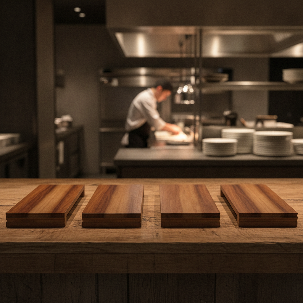Wood Presentation Board 396x160mm for Serving Food (Pack of 4)