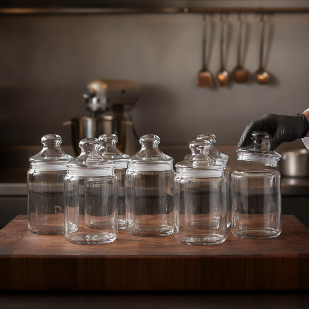Glass Storage Jar 1L for Cookies and Biscuits (Pack of 6)