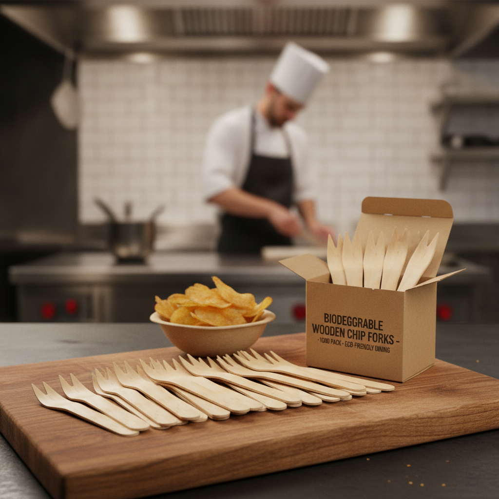 Biodegradable Wooden Chip Forks 95mm for Eco-Friendly Dining (Pack of 1000)