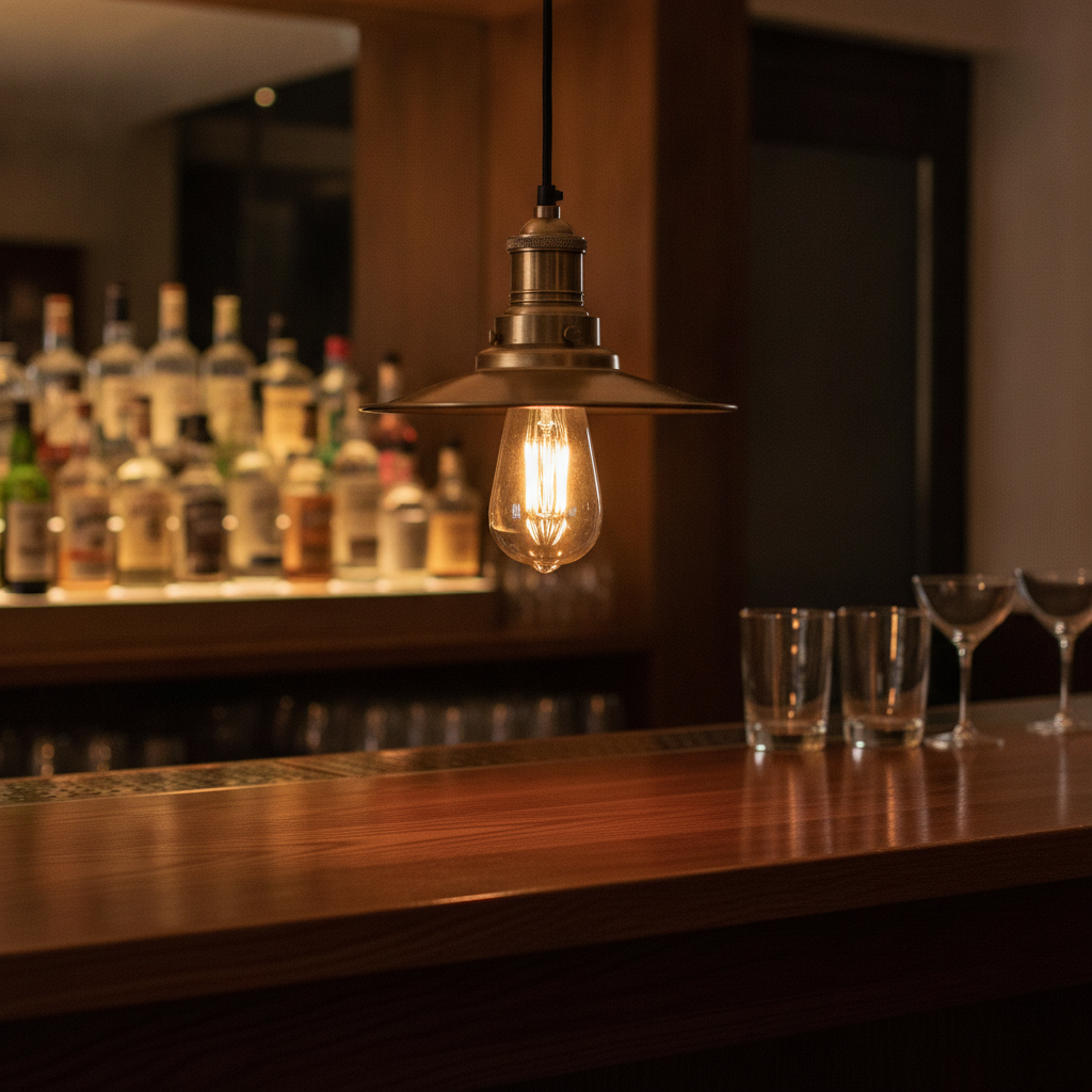 Brass Flat Pendant Light 205mm for Bars & Cafés