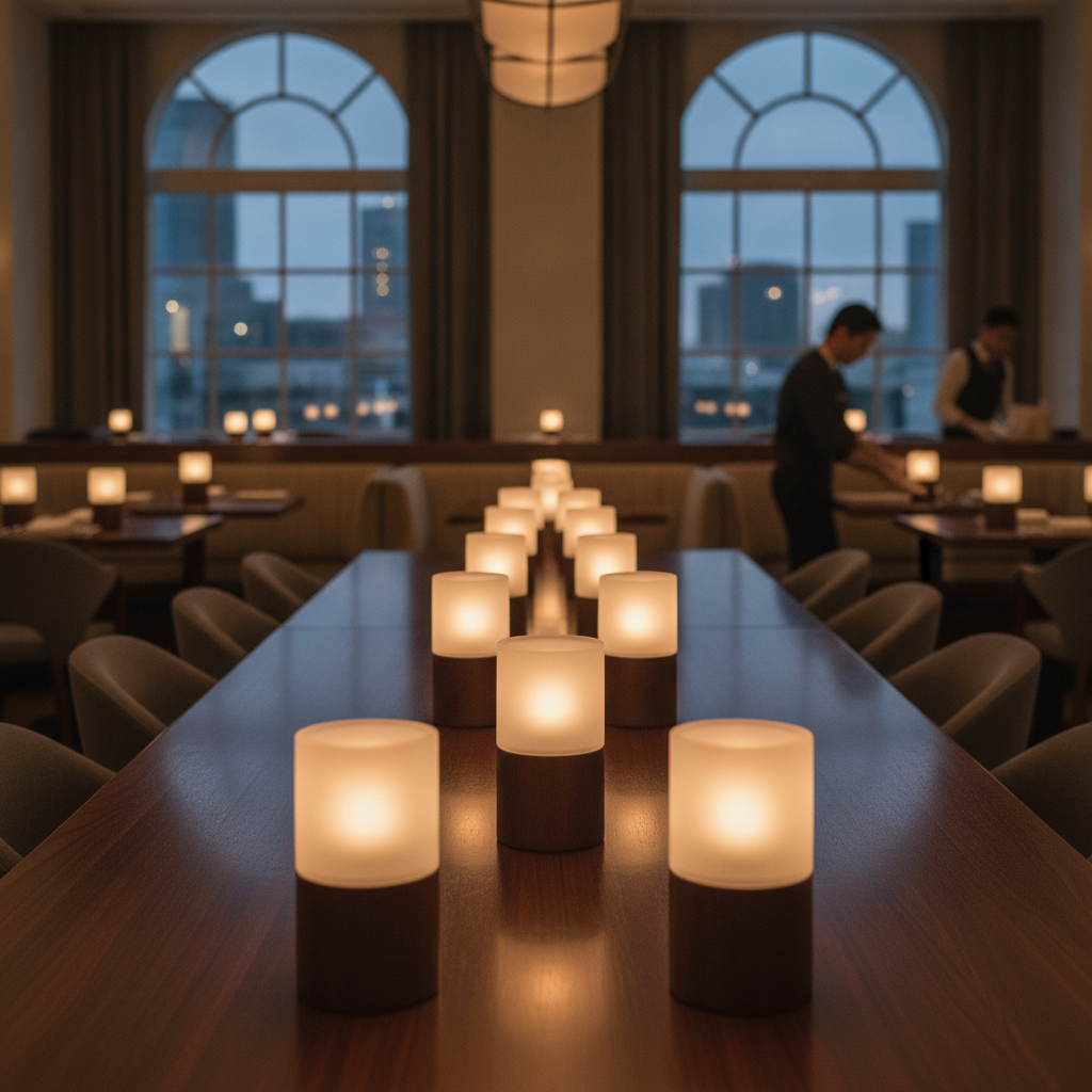 Wood Base Table Lamp 70x60mm for Restaurants & Events (Pack of 12)