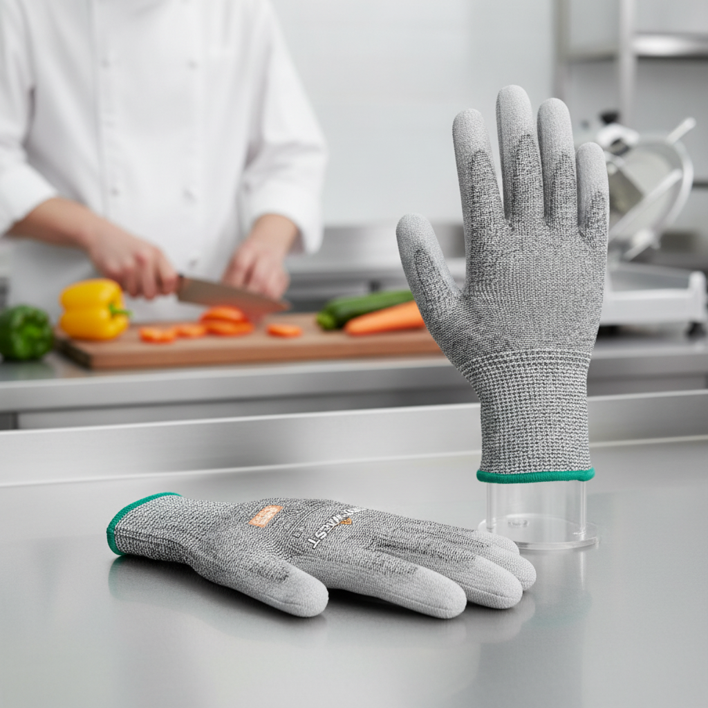 Polyester Blend Grey Cut Resistant Glove Size XL for Food Preparation