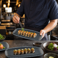 Chef's Oblong Plates 270x127mm Blue Vitrified Ceramic for Hospitality (Pack of 12)