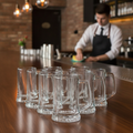 Glass Beer Mugs 280ml for Bars & Restaurants (Pack of 6)