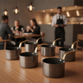 Stainless Steel Mini Saucepans Black 90mm for Table Presentation (Pack of 6)