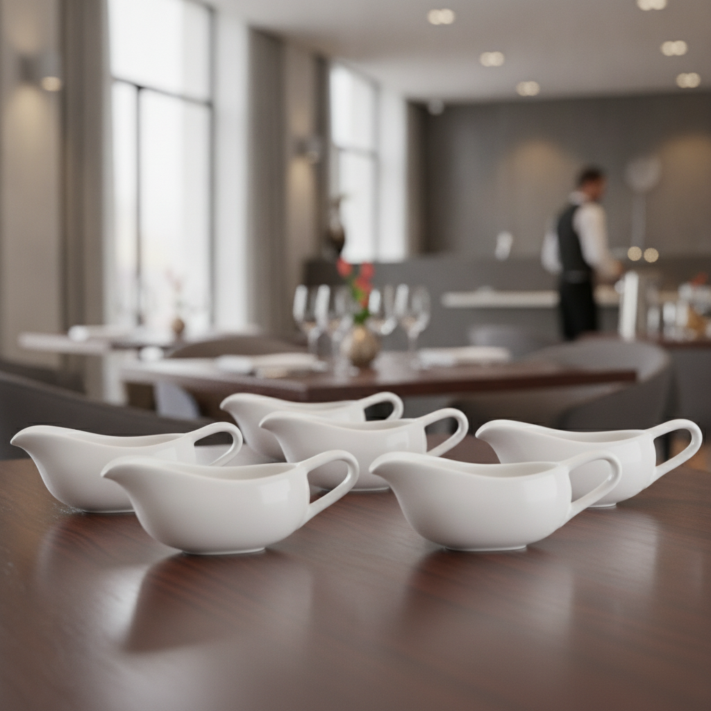 Vitrified China Mini Sauce Boats 140ml for Event Dining (Pack of 6)