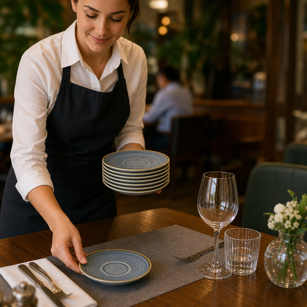 Saucers Blue Vitrified Ceramic for Table Settings (Pack of 12)