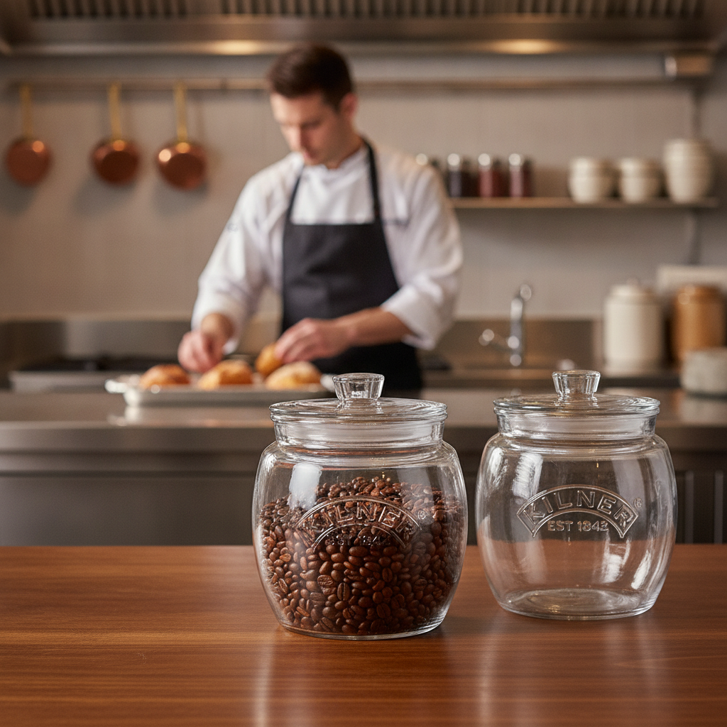Glass Push Top Storage Jar 850ml for Kitchen Storage