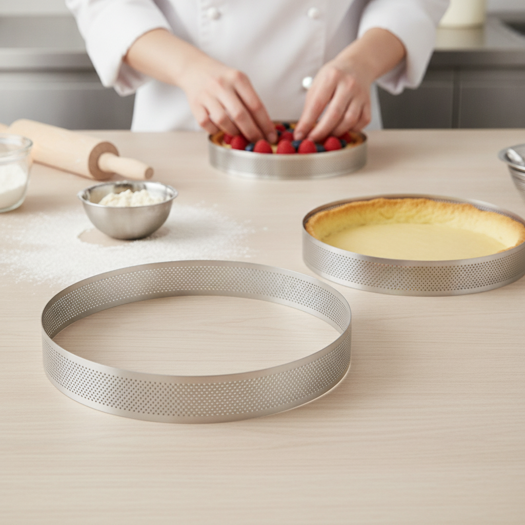 Stainless Steel Perforated Cake Ring 240x35mm for Professional Baking